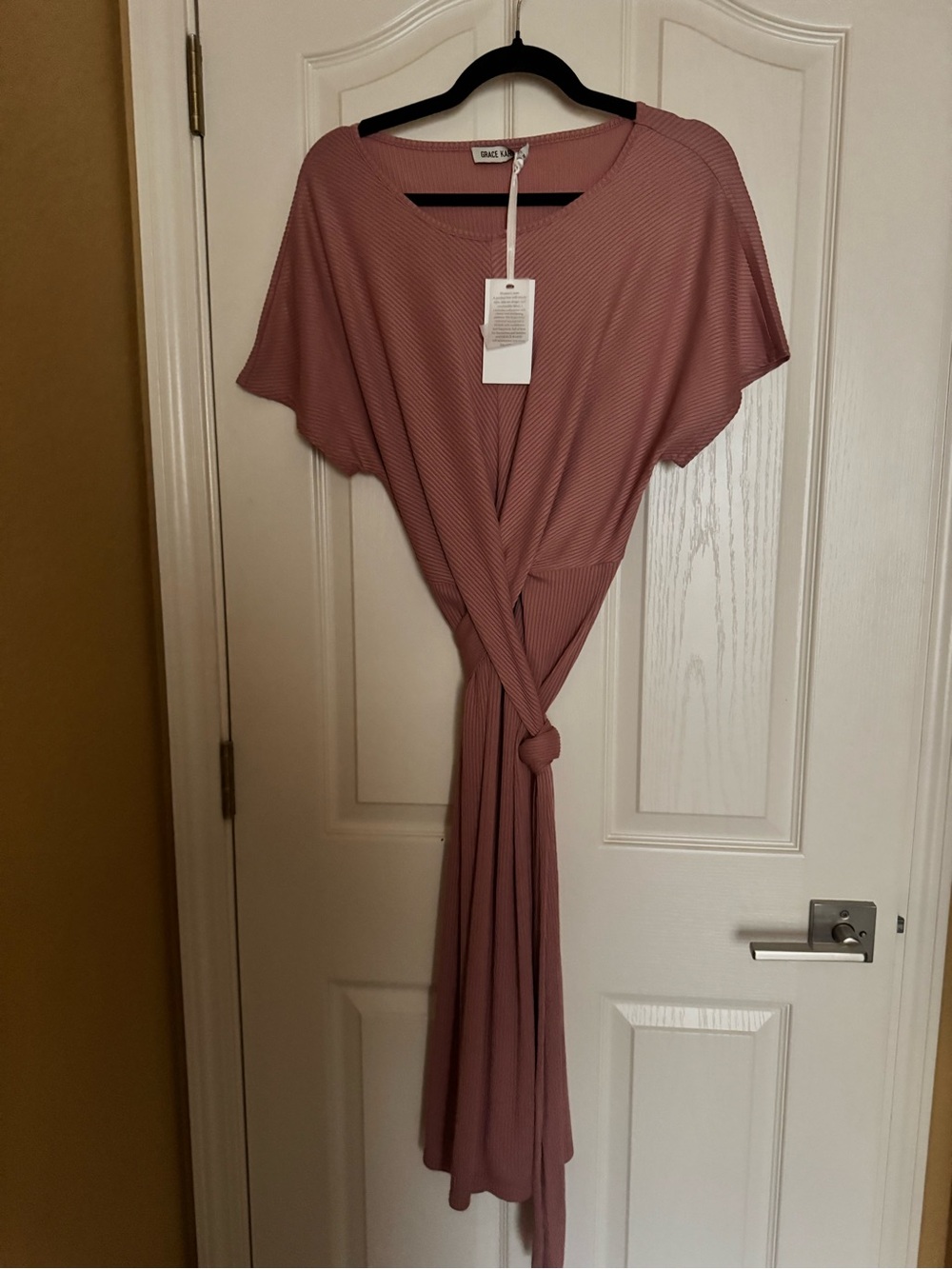 Grace Karin Dusty Rose Twist-Front Maxi Dress